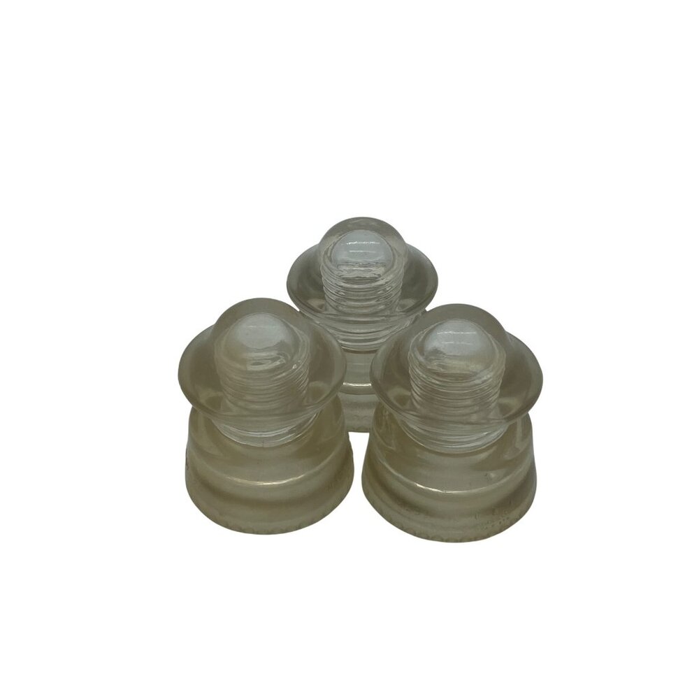 Vintage Hemingray Glass Insulators Set Of 3 Clear Pressed Glass Made In USA